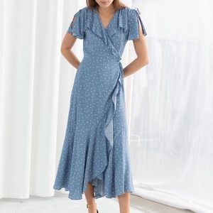 & Other Stories Polka Dot Wrap Midi Dress Size 4